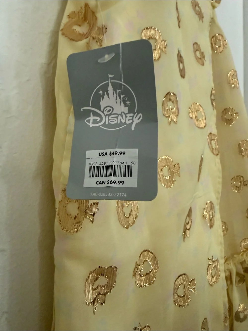 Disney Yellow Dress with Gold Foil Dot Accents